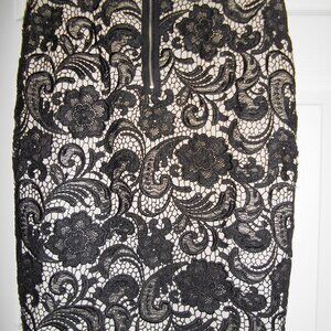 H&M Black Lace Pencil Lined Skirt sz M